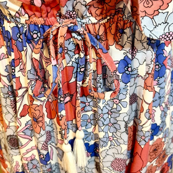 JAPNA -Strapless-Flutter Elastic Tassel Waist Slit Maxi Dress Woman’s X-Small - Picture 6 of 9